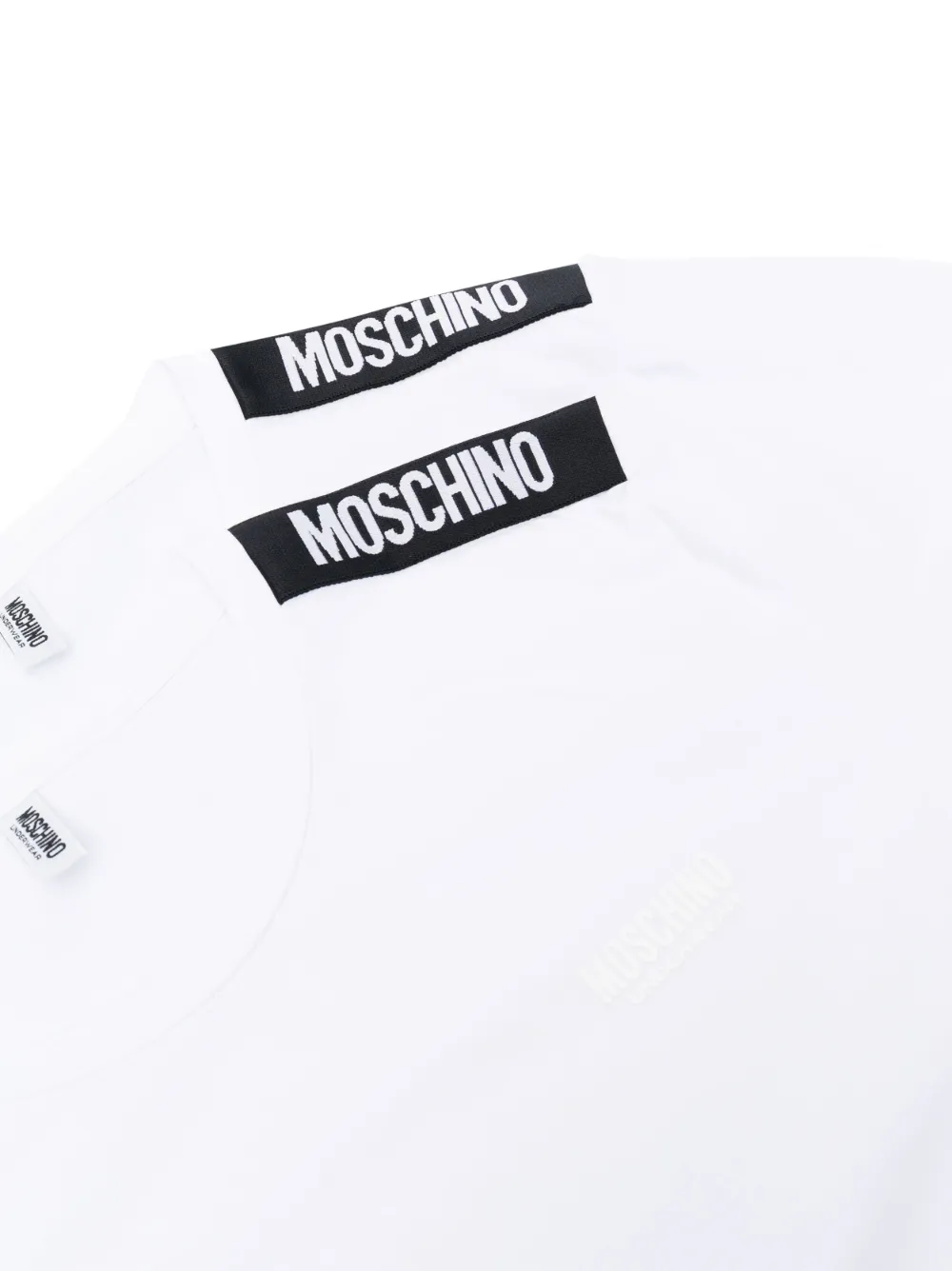 Shop Moschino Two-pack Logo-patch T-shirts In White