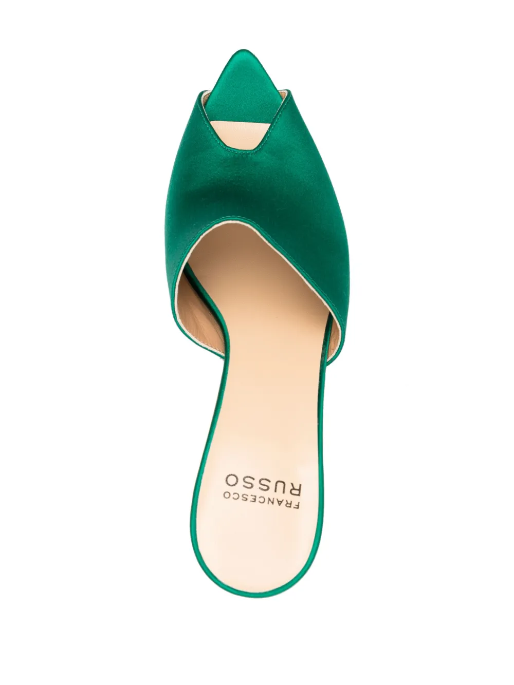 Francesco Russo 75mm Peep-toe Satin Mules In Green