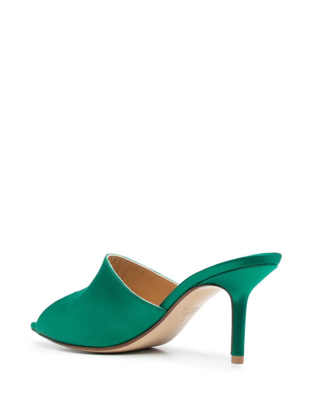 Francesco Russo 75mm Peep-toe Satin Mules In Green