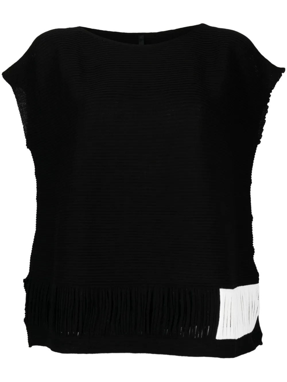 Pierantonio Gaspari Cotton Ribbed Knit Top Whit Contrasting Threads In Black