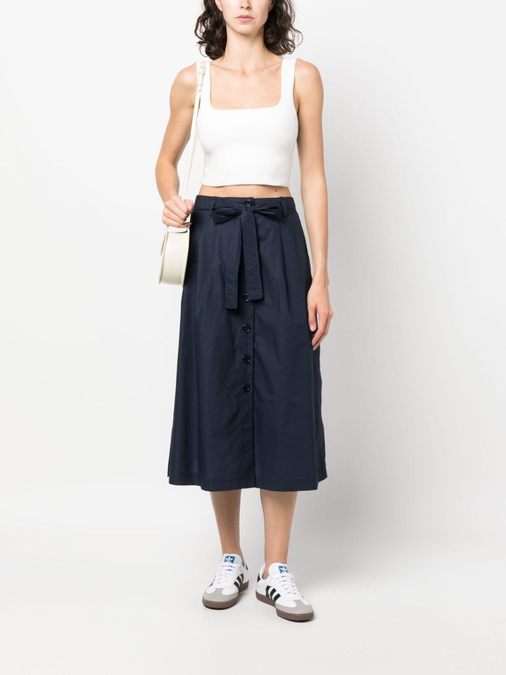 Seventy belted waist A-line midi skirt - Blauw