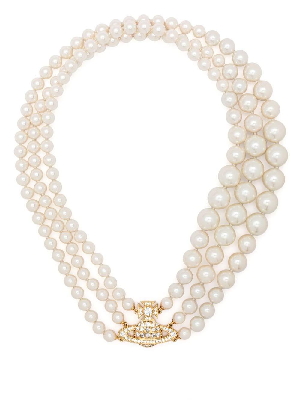 Shop Vivienne Westwood Orb-plaque Pearl Necklace In Neutrals