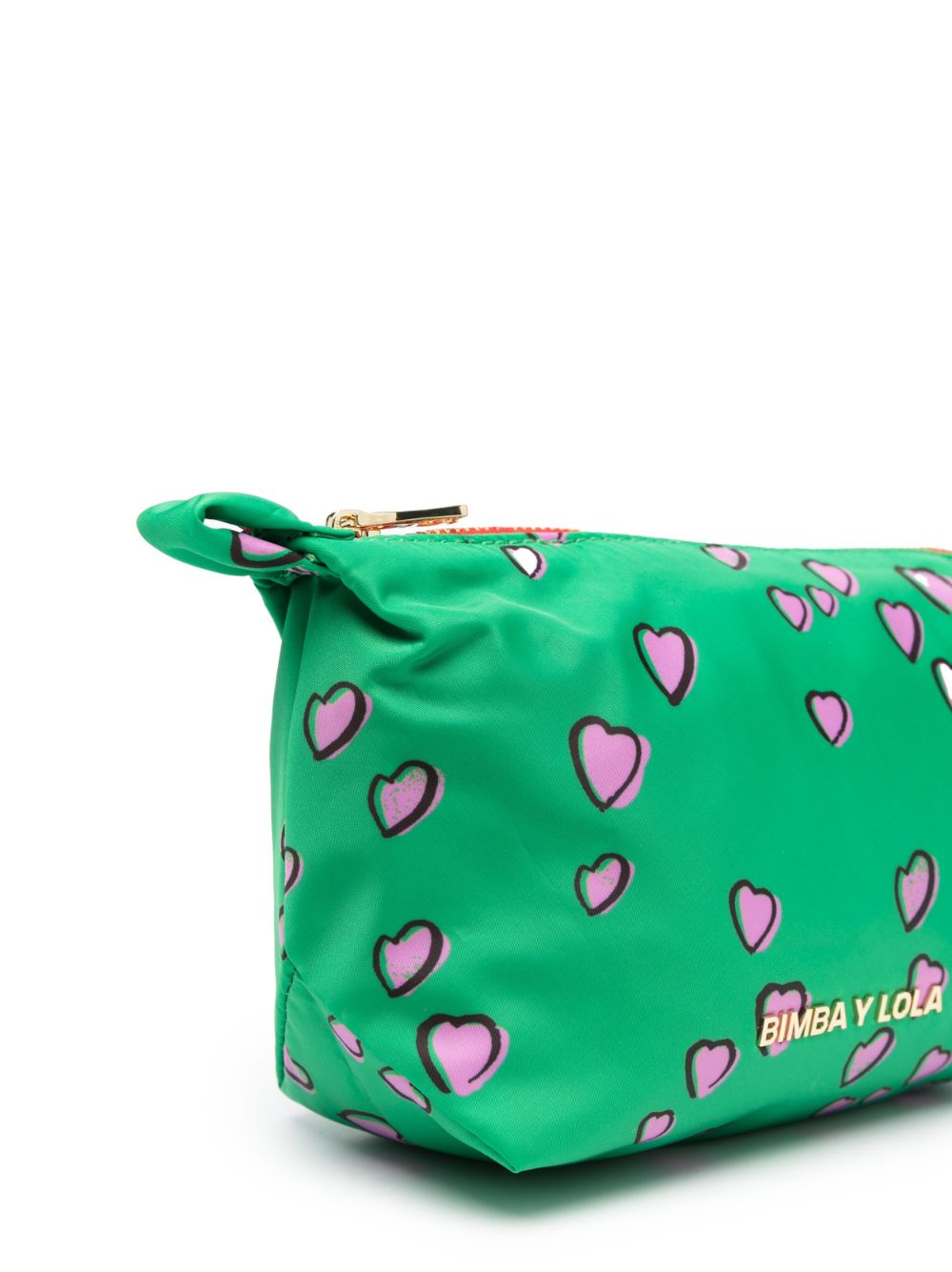Bimba y Lola large Hearts-print makeup bag, Green