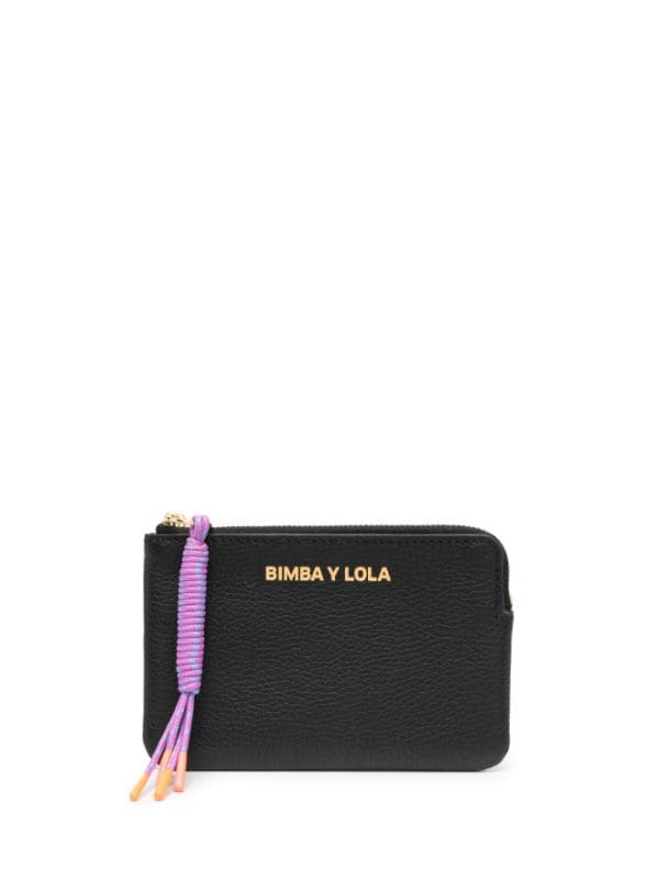 Bimba y Lola logo-print leather coin purse, Black