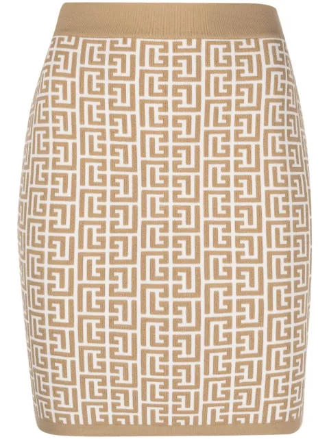 Balmain falda corta con monograma en jacquard