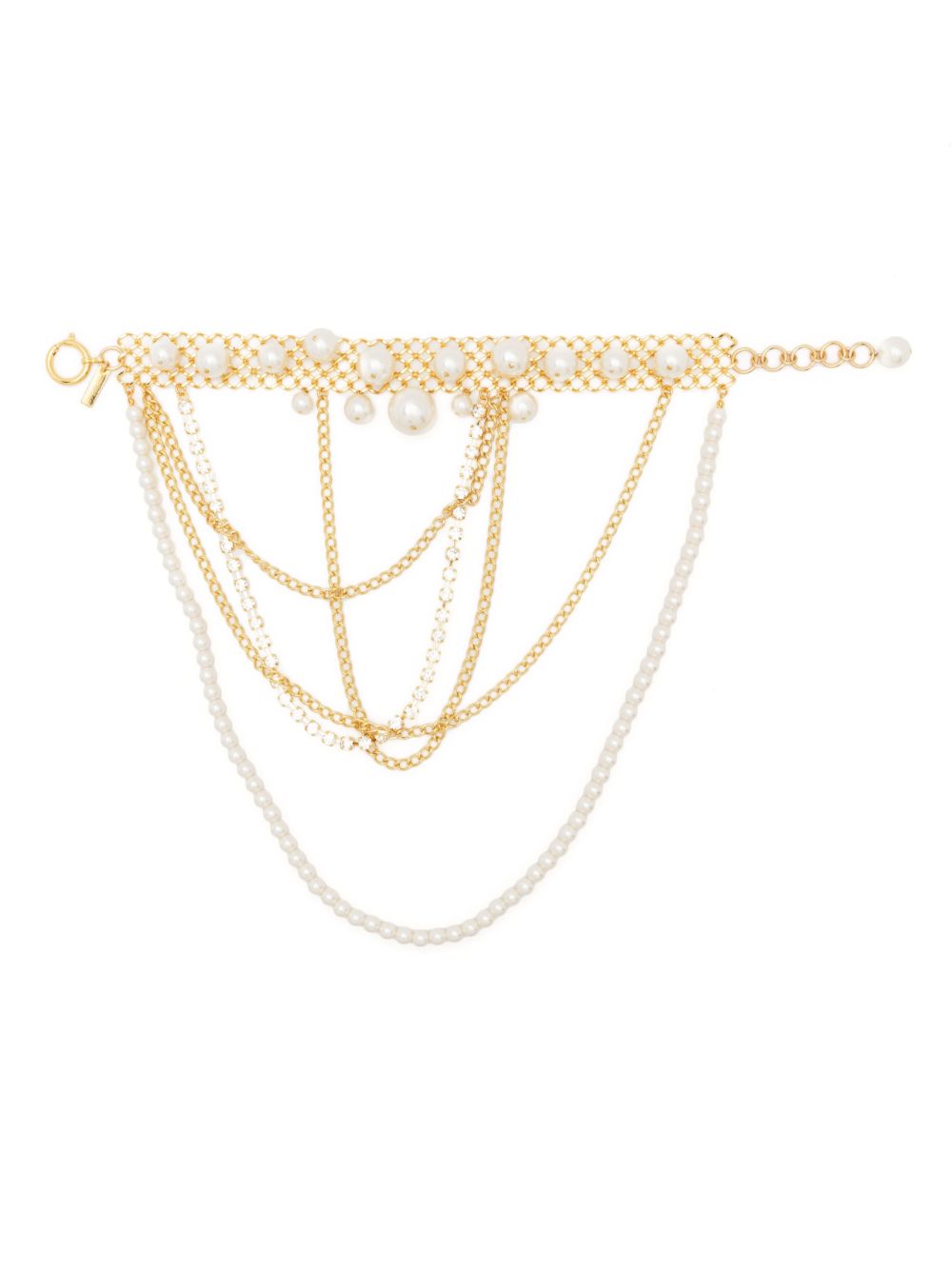 Shop Junya Watanabe Faux-pearl Chain-link Choker Necklace In Gold