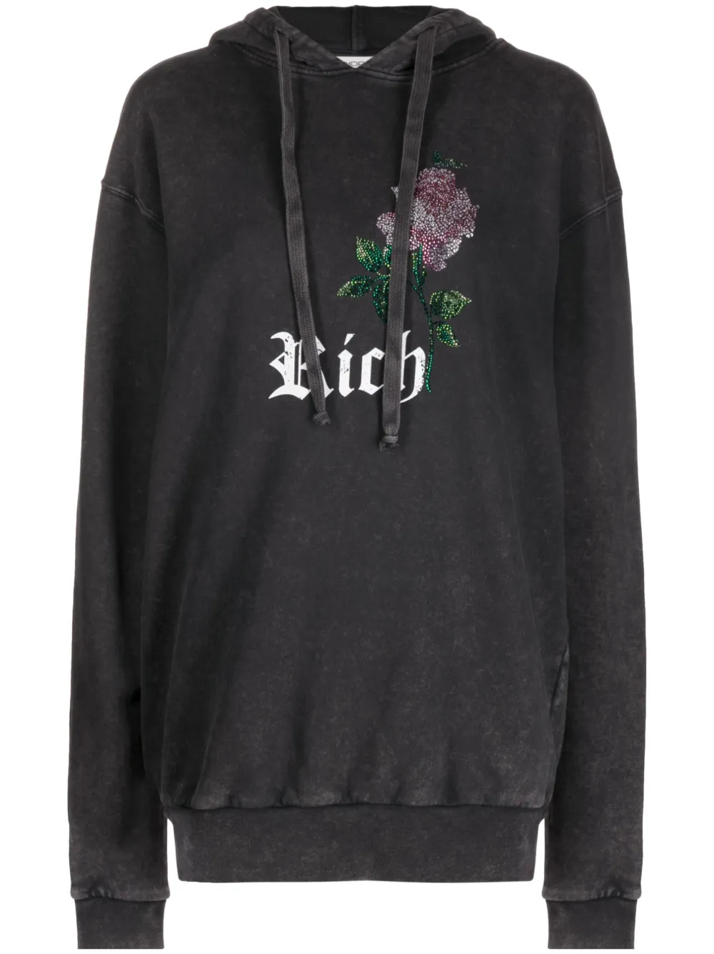Alessandra Rich rhinestone-embellished drawstring hoodie | Grey | Image 1