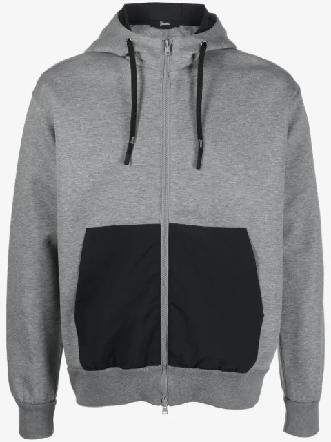 Herno layered-effect cotton-blend hoodie