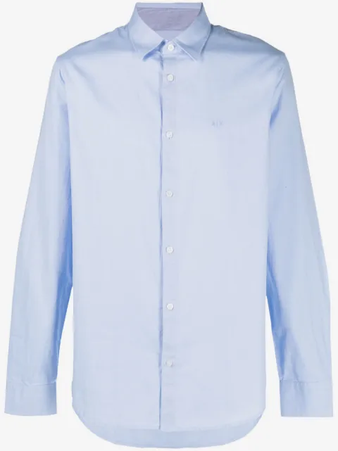 Armani Exchange logo-embroidered long-sleeve cotton shirt