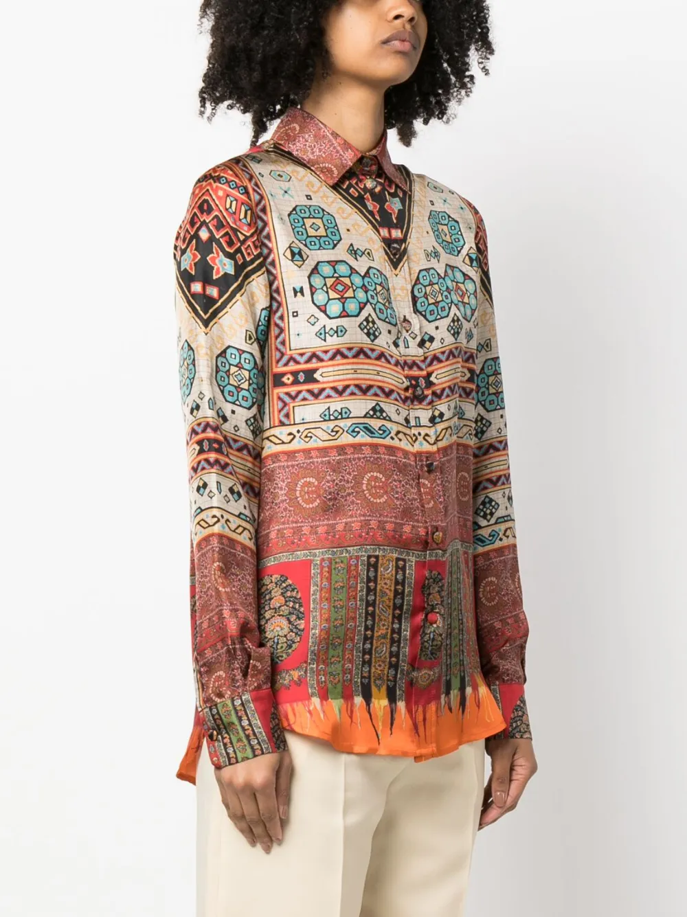  Pierre-louis Mascia Mix-print Silk Shirt - Neutrals 