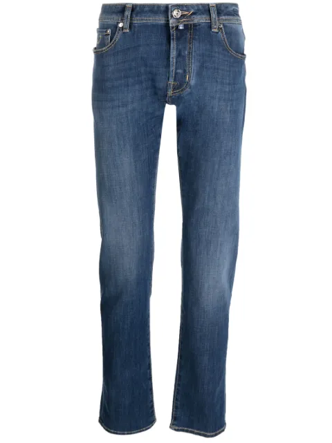 mid-rise straight-leg jeans