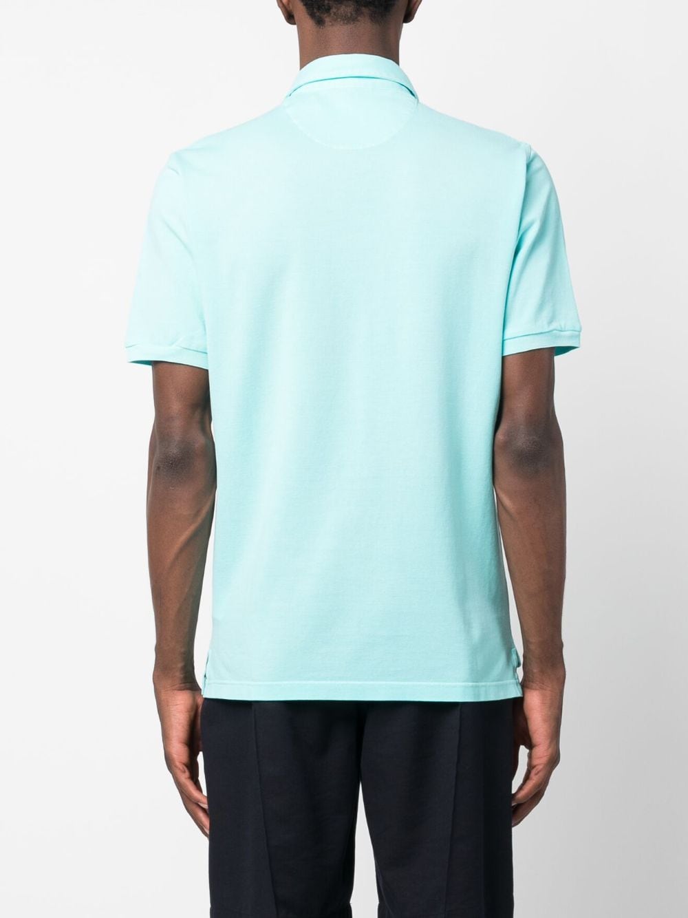 Shop Fedeli Jersey Short-sleeved Polo Top In Blau