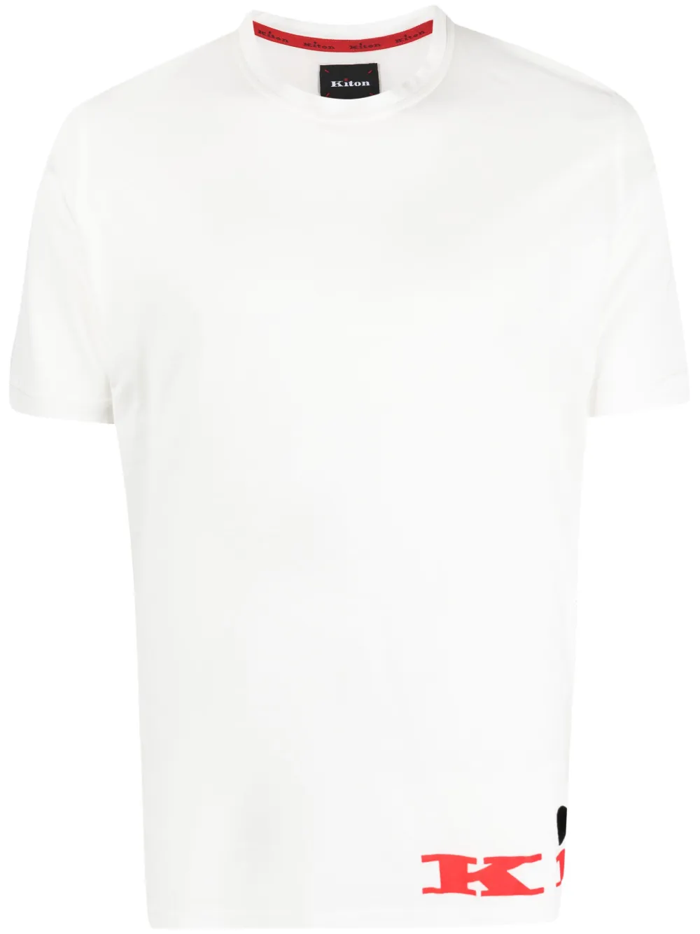 Kiton flocked-logo cotton T-shirt - White