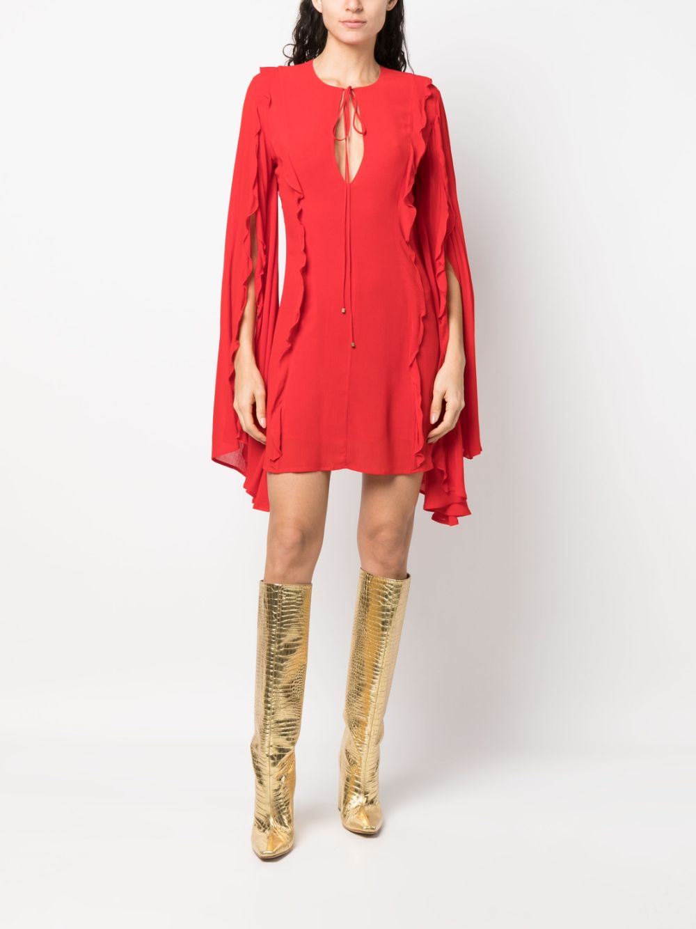 Blumarine Mini-jurk met ruche mouwen - Rood