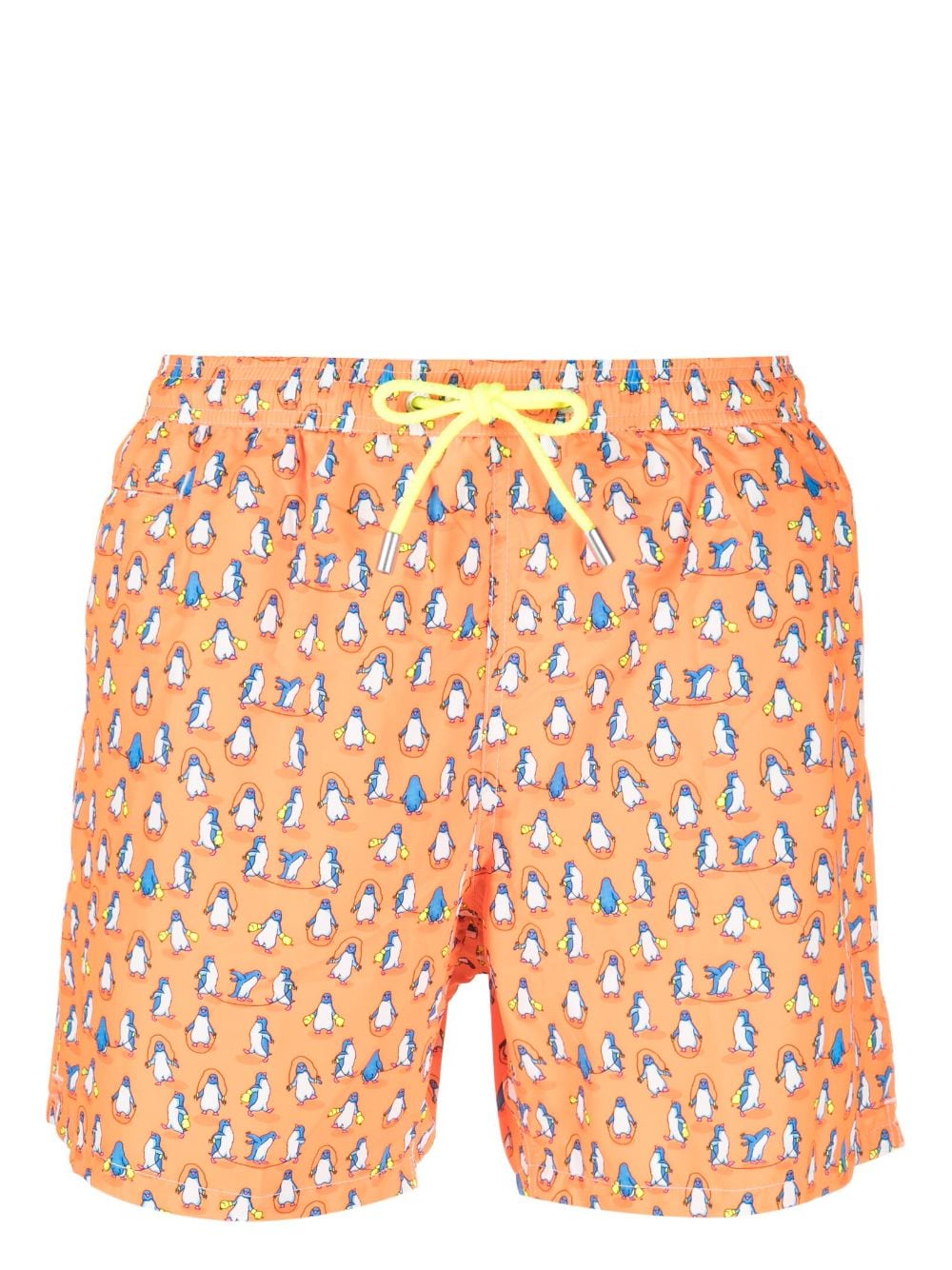 Mc2 Saint Barth Jumping Penguins-print Swim Shorts In Orange