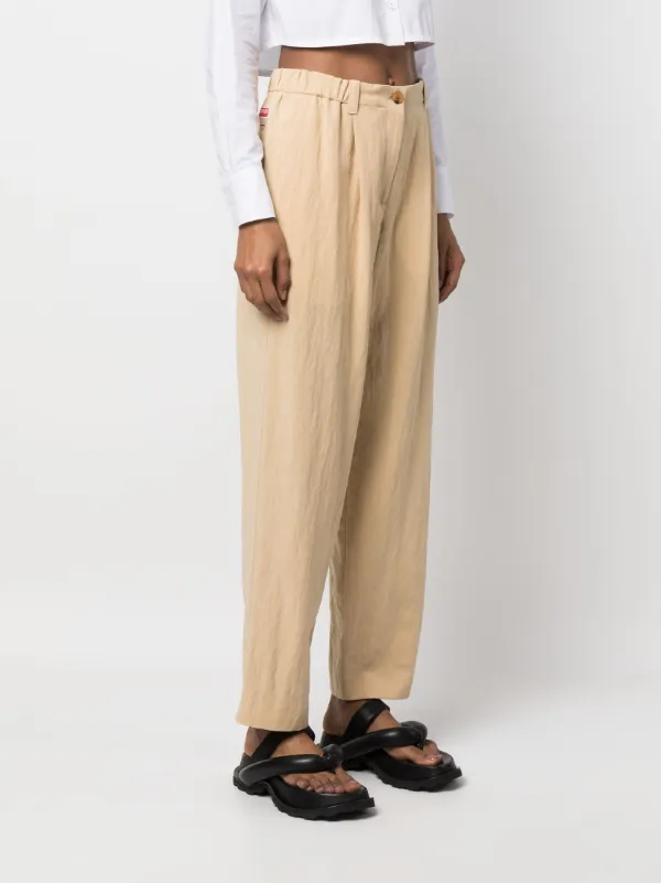 Kenzo wide-leg Cotton Trousers | Neutrals | FARFETCH AO
