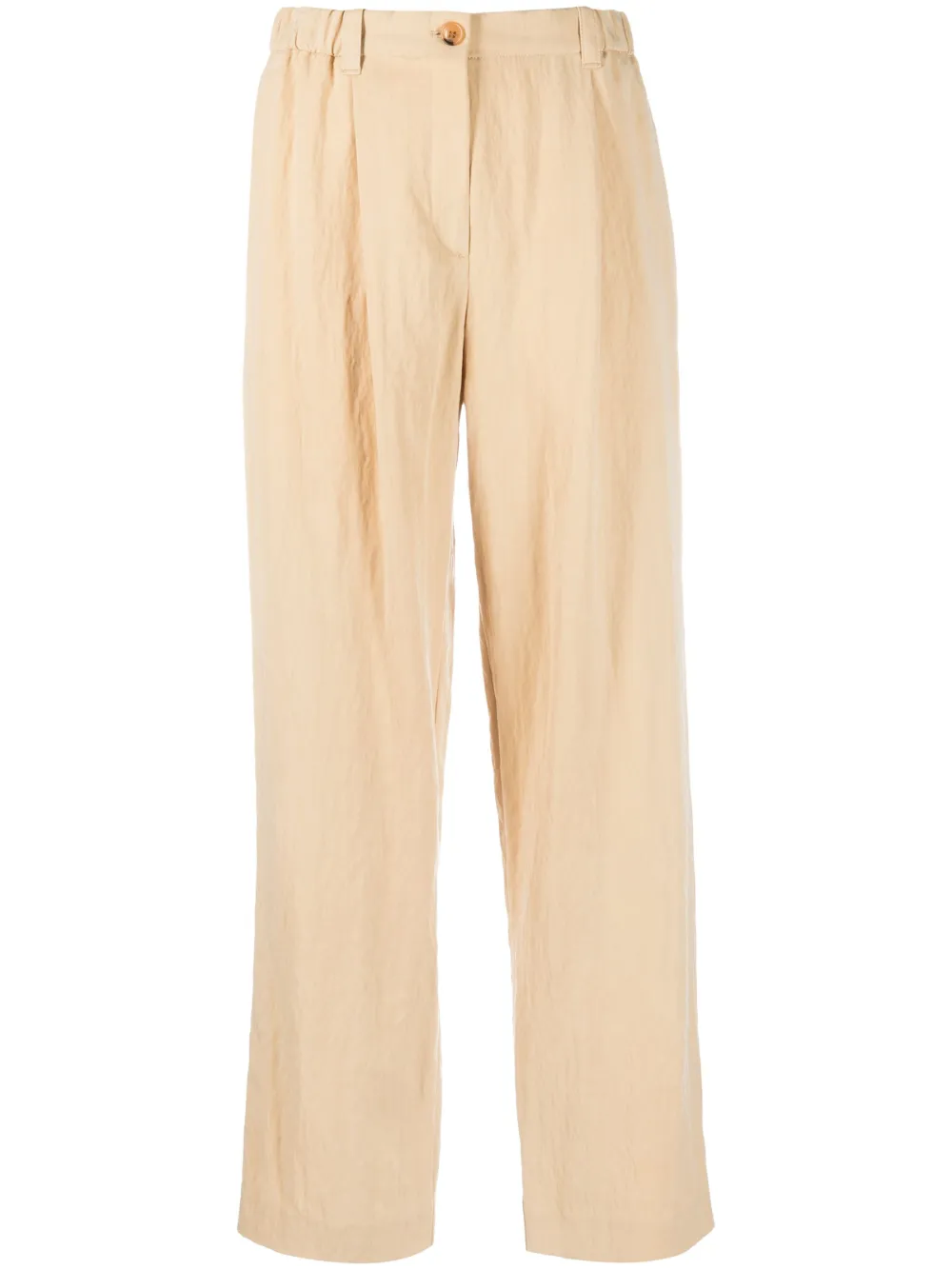 Shop Kenzo Wide-leg Cotton Trousers In Nude