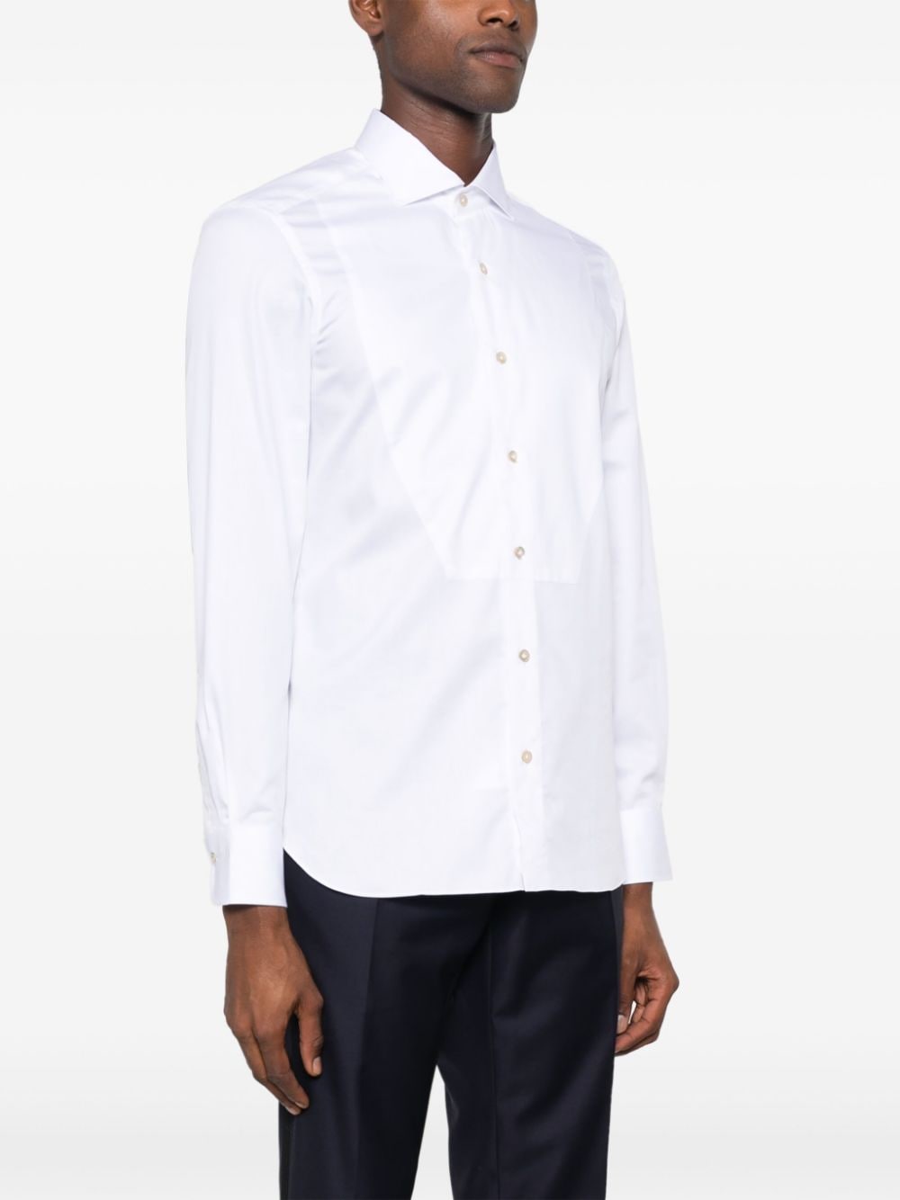Shop Boglioli Long-sleeved Cotton Shirt In White