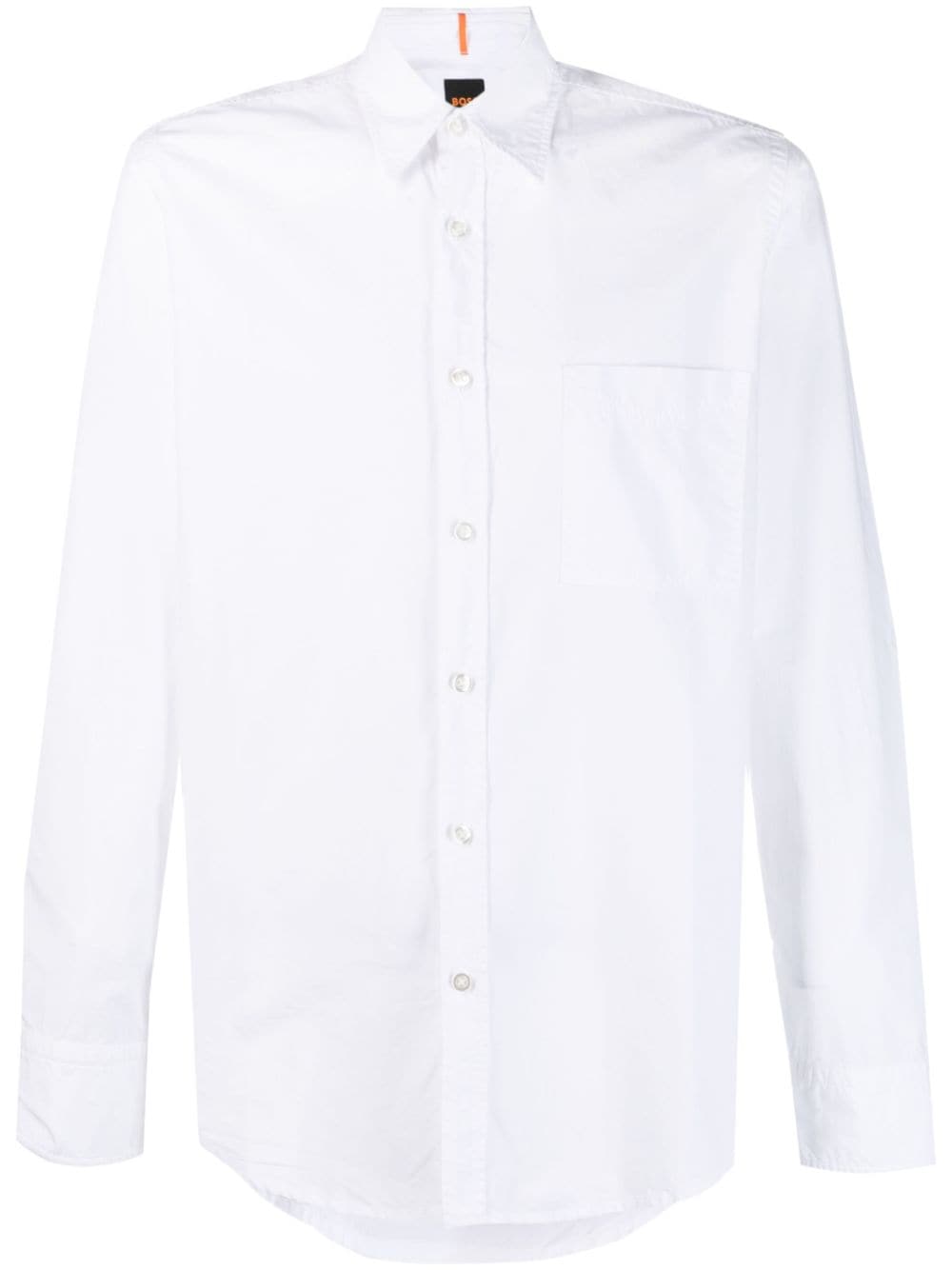 Shop Hugo Boss Long-sleeve Cotton Shirt In White