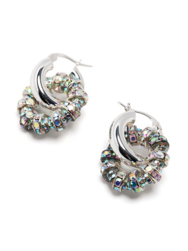 Rhinestone Hoops Earrings LV ( More Colors) Silver