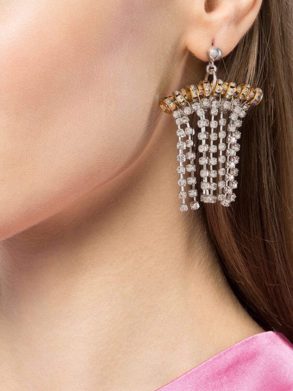 Pearl Octopuss. Y Mini Chrysler crystal chandelier earrings - Zilver