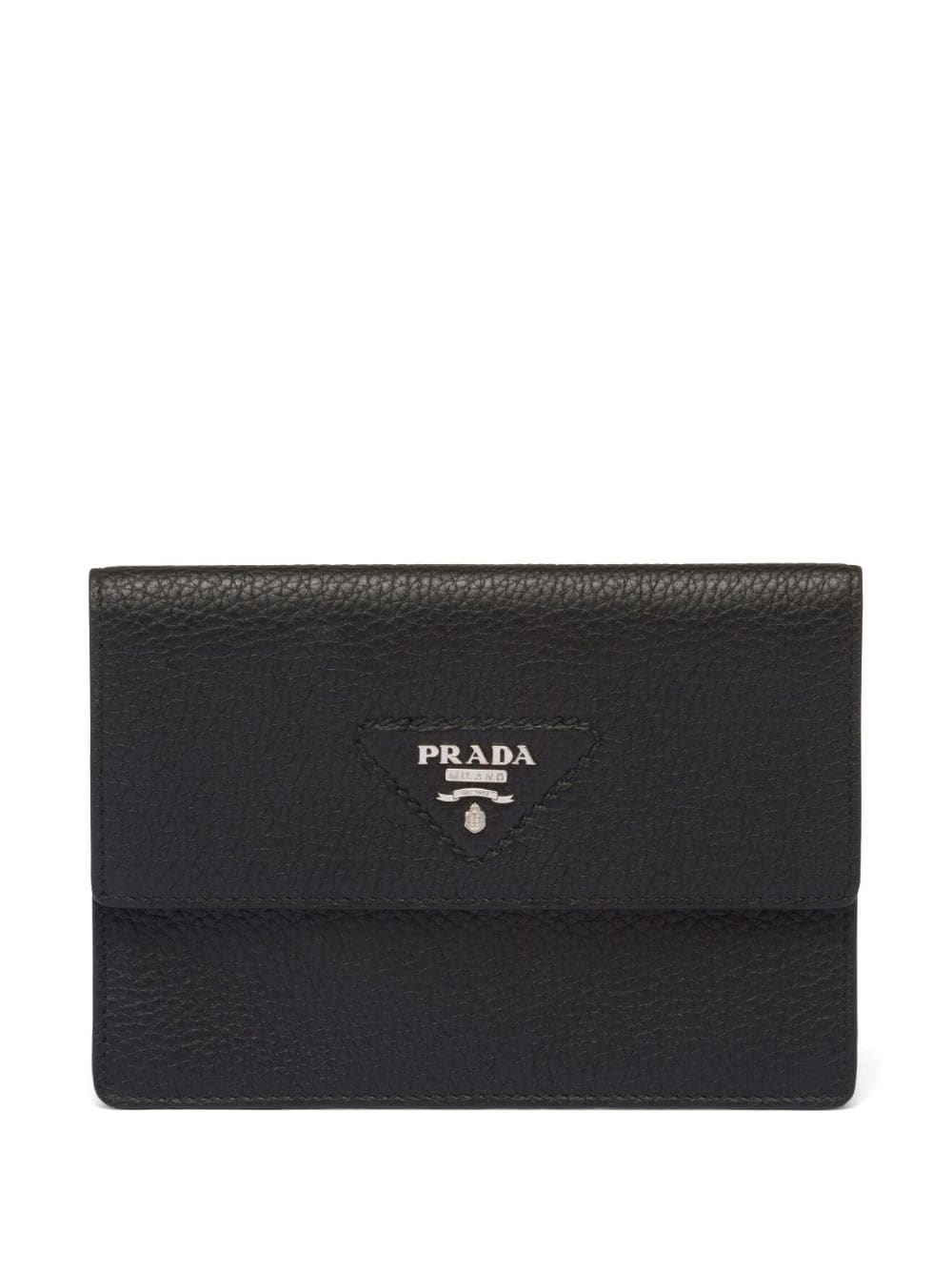 Prada Saffiano 三角形logo皮质卡夹 In Schwarz