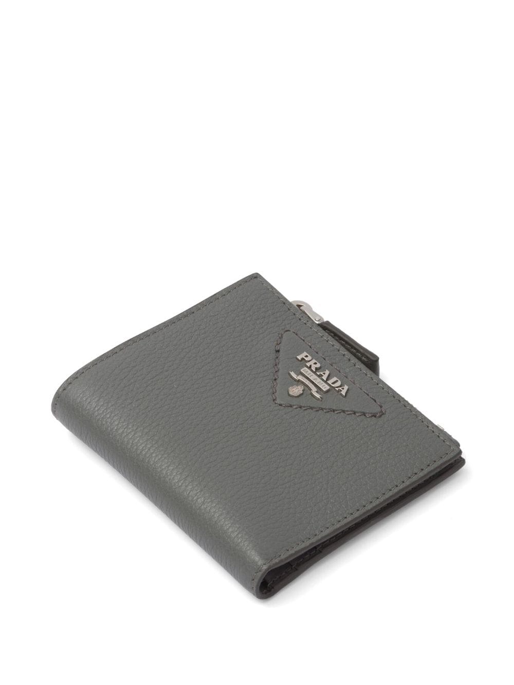 Shop Prada Logo-plaque Saffiano Leather Wallet In Grey