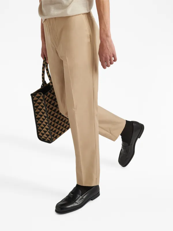 Prada Cotton Tailored Trousers Neutrals FARFETCH IN