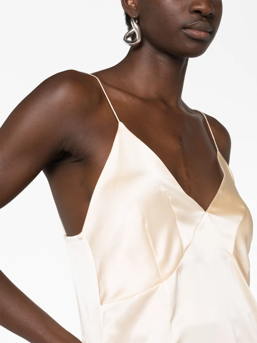 Khaite Grisella Longline Silk Camisole In Neutrals