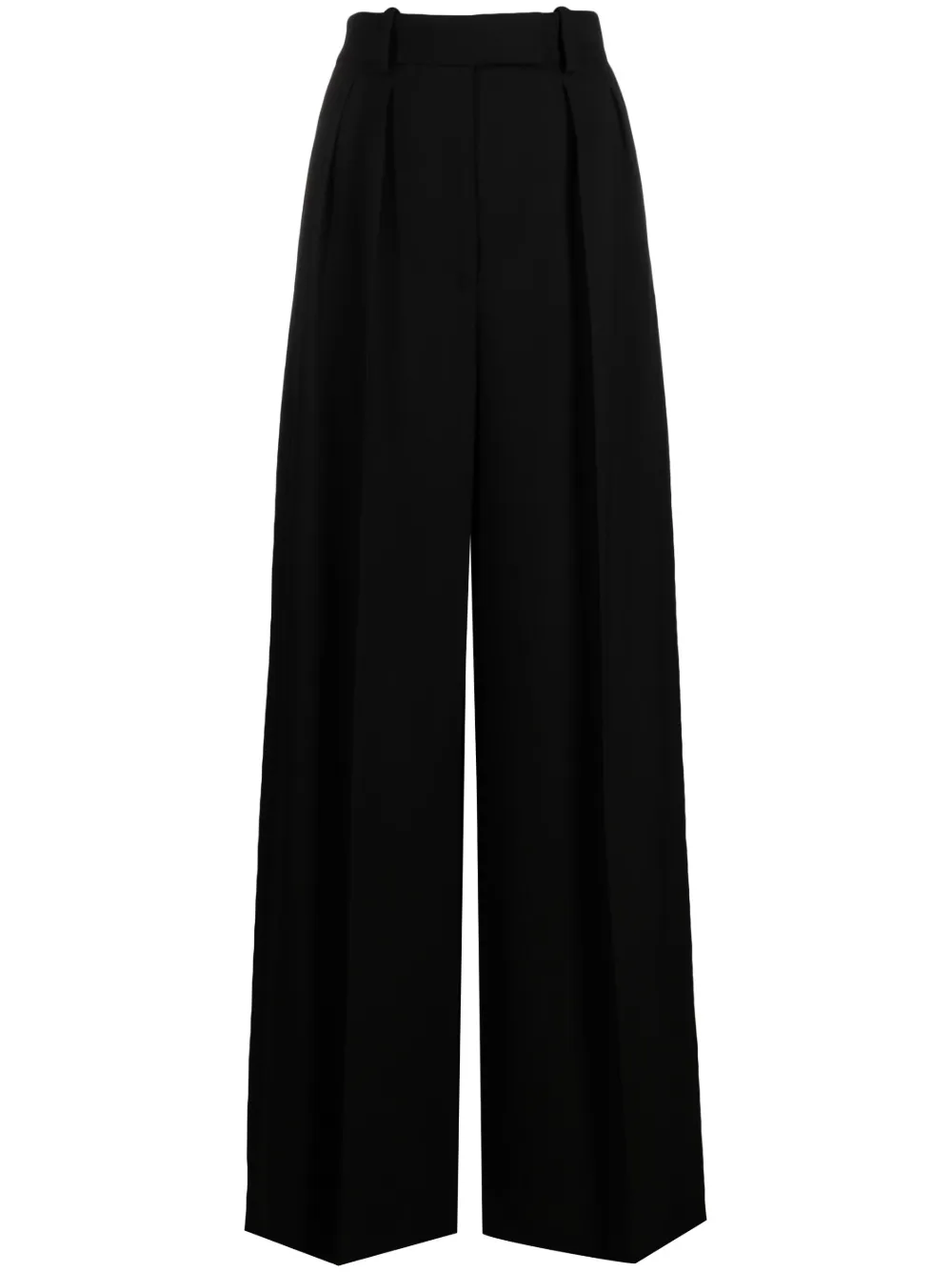 Khaite Cessie Pleated Woven Wide-leg Pants In Black