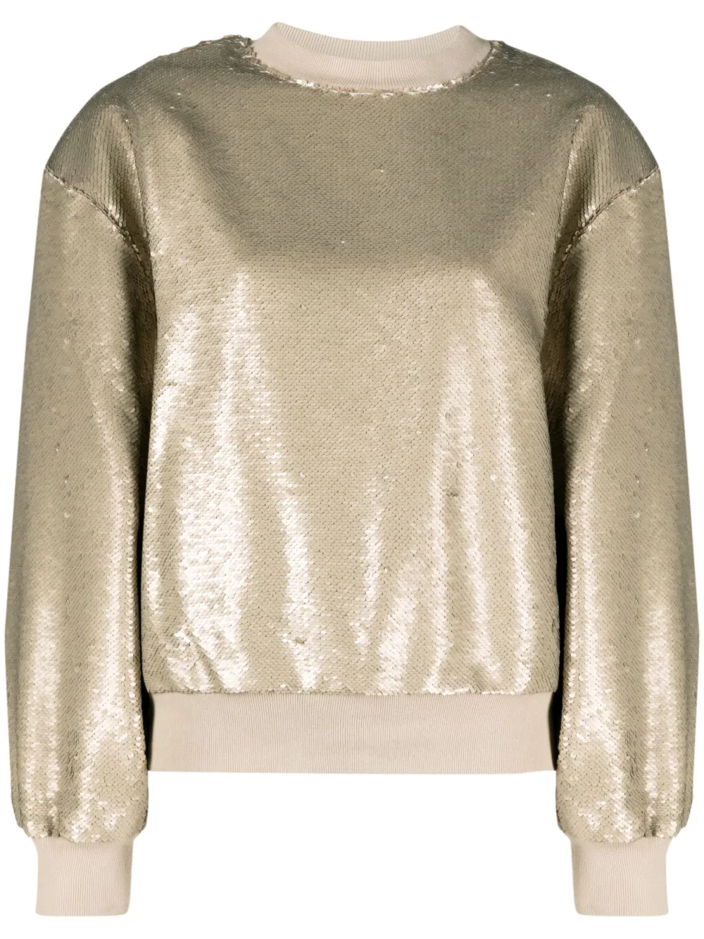 The Frankie Shop Long-sleeve Sequined Sweatshirt In Neutrals