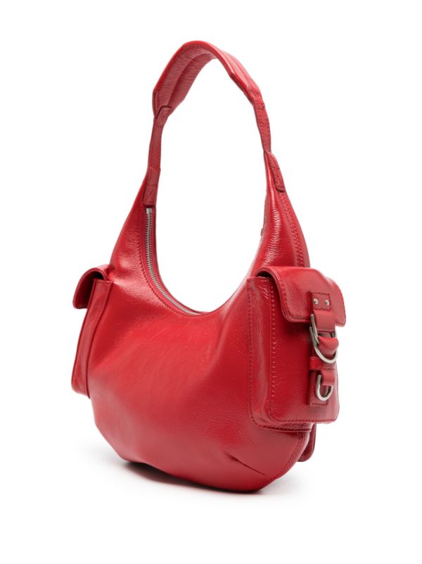 Red leather hot sale sling bag