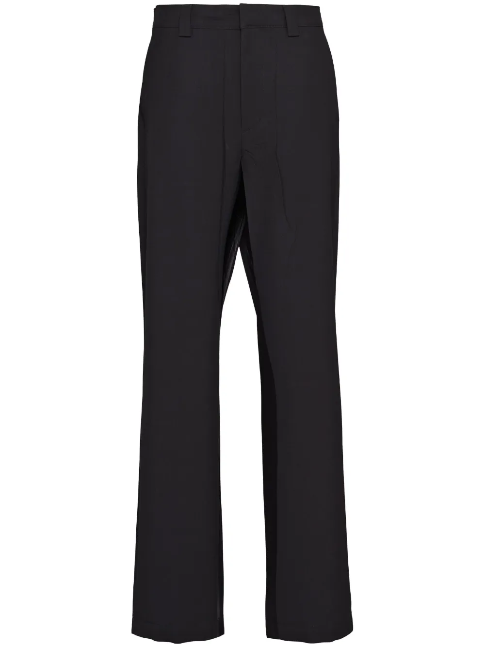 Shop Prada Triangle-logo Wool Trousers In Schwarz