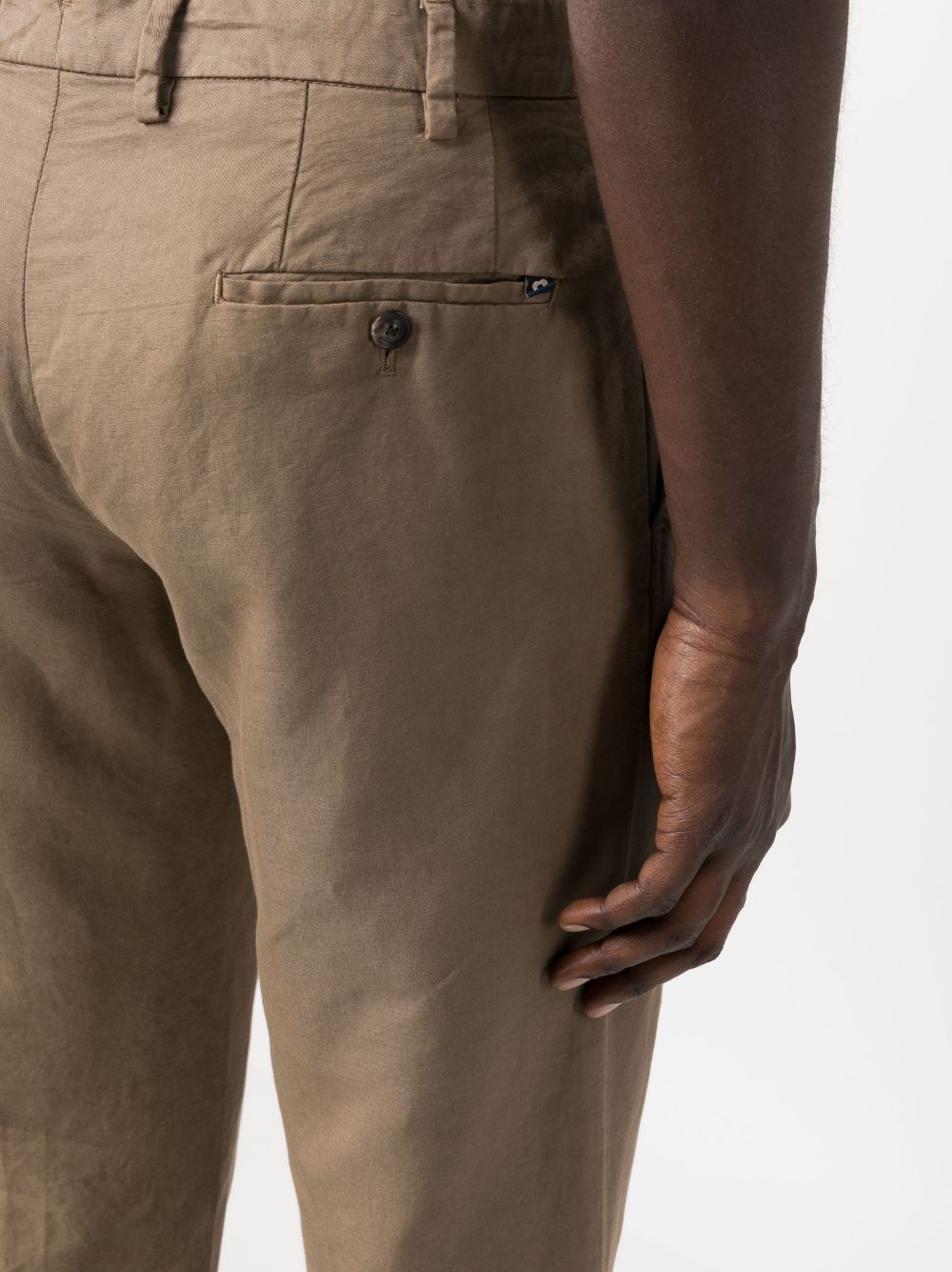 Shop Lardini Straight-leg Linen Trousers In Brown