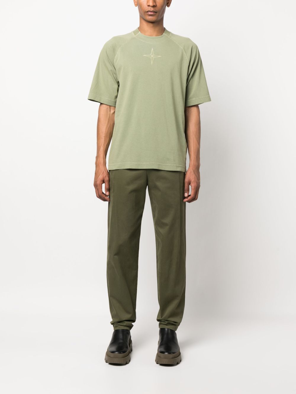 Stone Island T-shirt met geborduurd logo - Groen