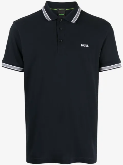 BOSS polo en coton à bords rayés