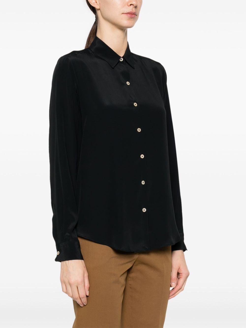 Shop Boglioli Long-sleeve Crepe Shirt In Black