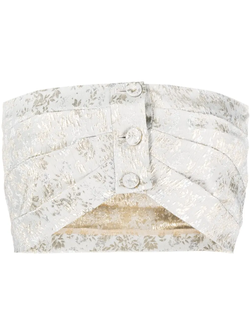 Shop Philosophy Di Lorenzo Serafini Brocade Strapless Crop Top In Silver