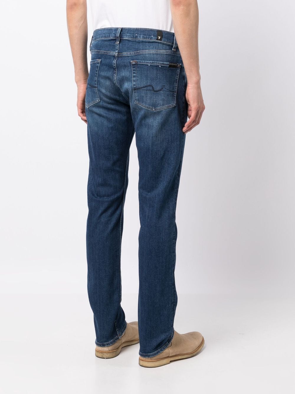 Shop 7 For All Mankind Straight-leg Slim-cut Jeans In Blue
