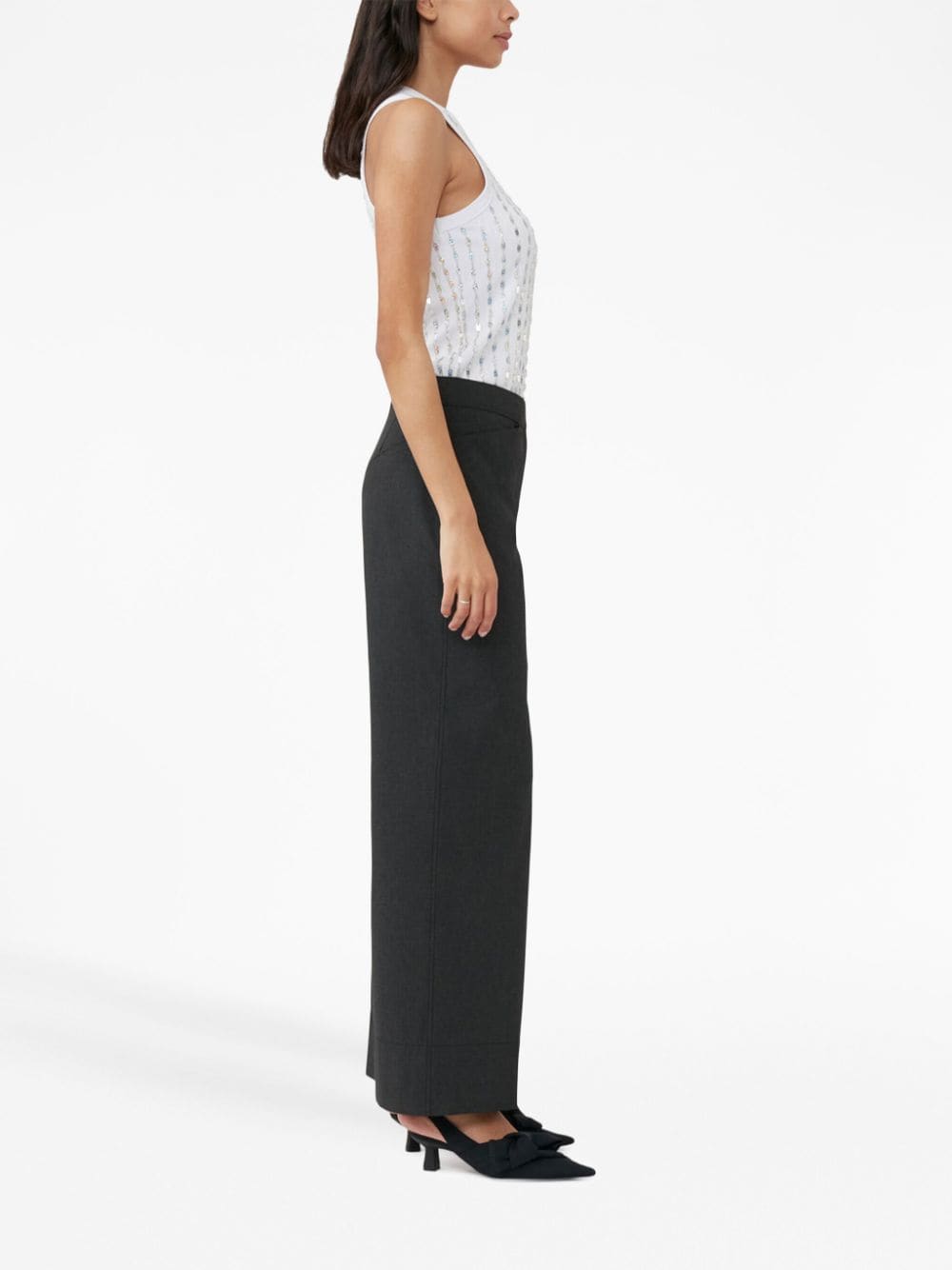 Shop Ganni High-waist Tailored Trousers In Black