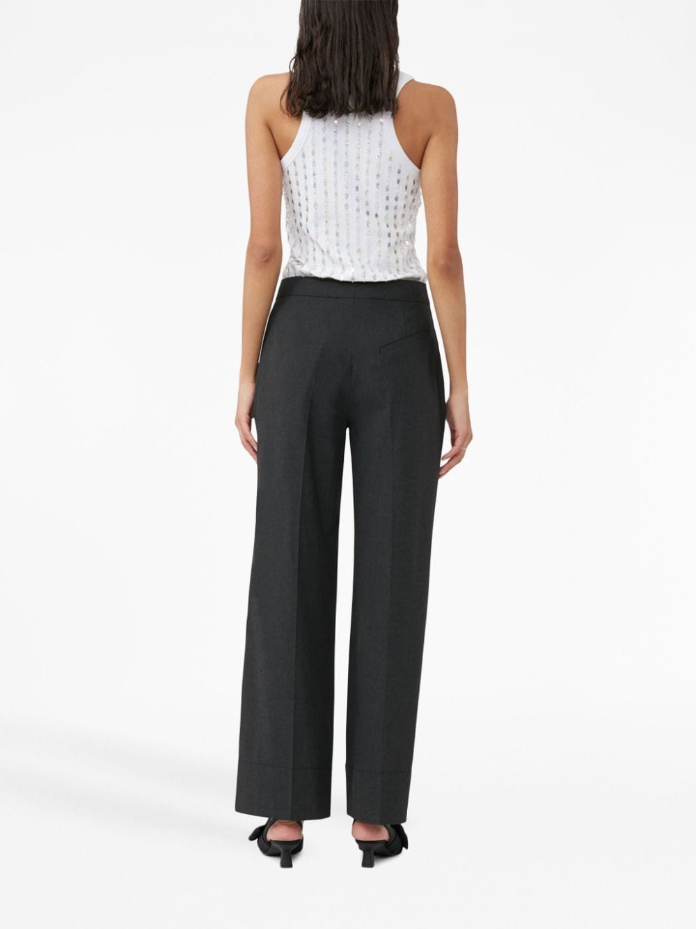 Shop Ganni High-waist Tailored Trousers In Black