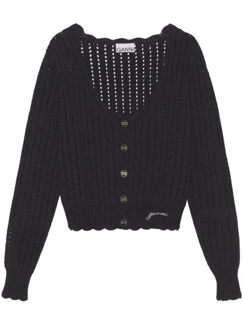 GANNI eyelet-detail cropped cardigan
