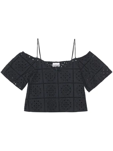 GANNI broderie anglaise cropped top
