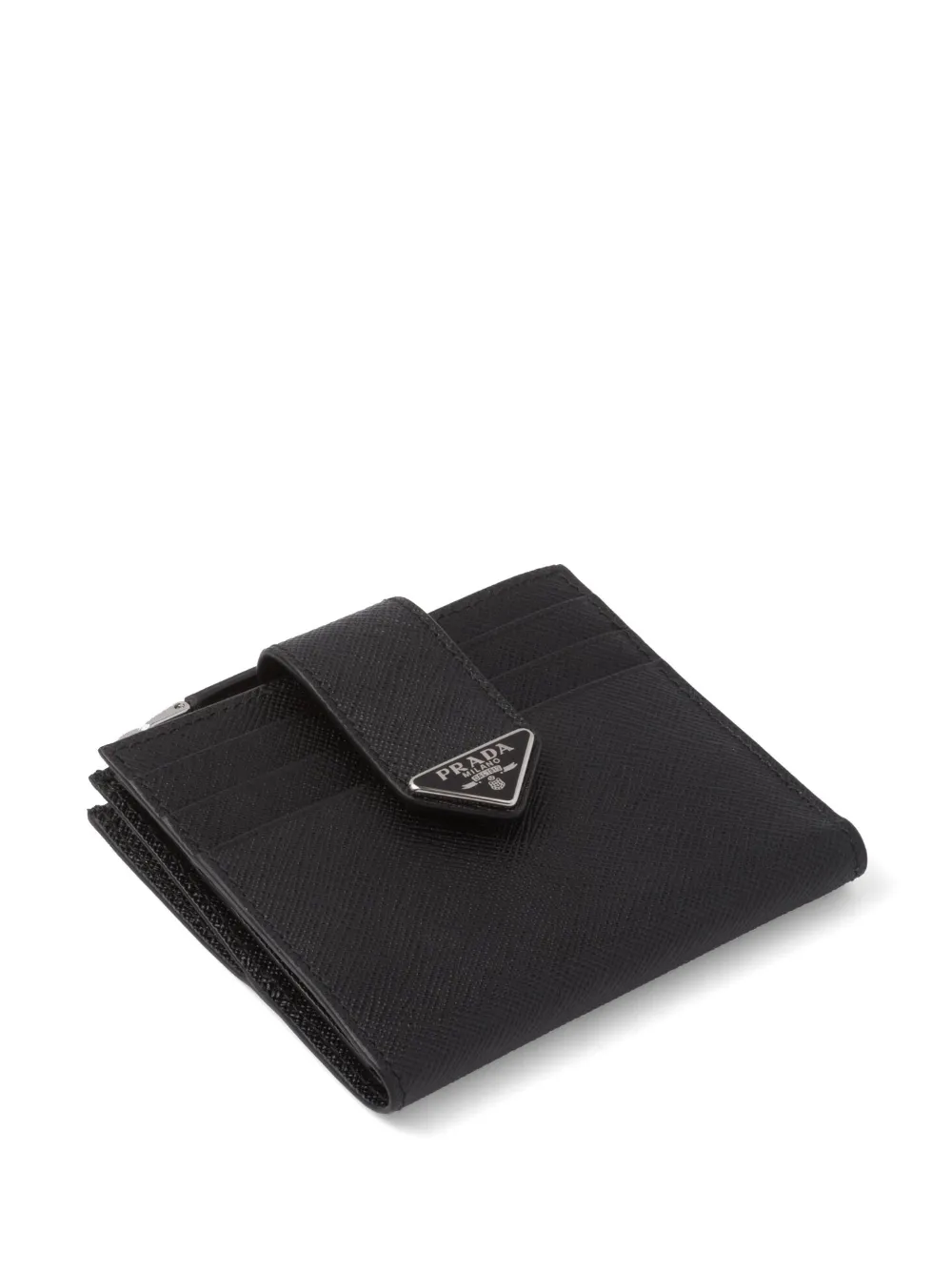 Shop Prada Saffiano Logo-plaque Wallet In Black