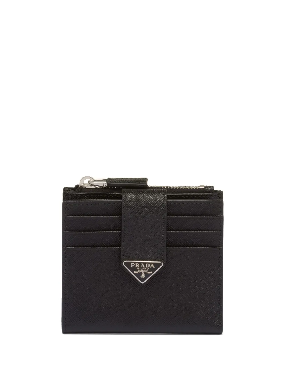 Prada Saffiano And Leather Card Holder In Black