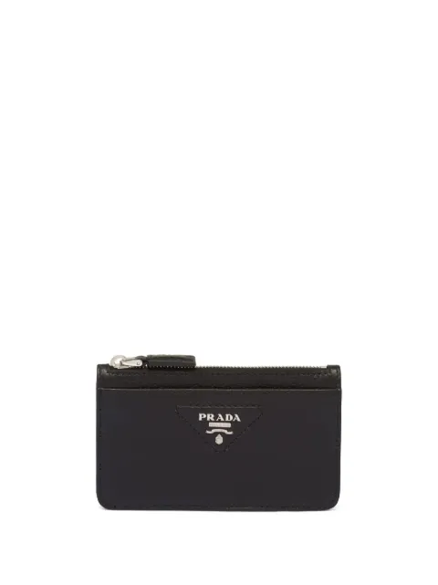 Prada pebbled logo-plaque cardholder
