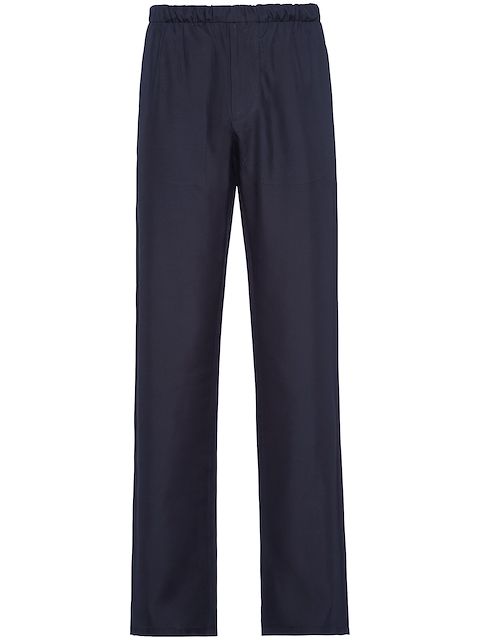 Prada logo-patch elasticated-waistband trousers