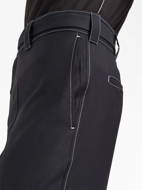 Prada Belted Wool Trousers | Black | FARFETCH