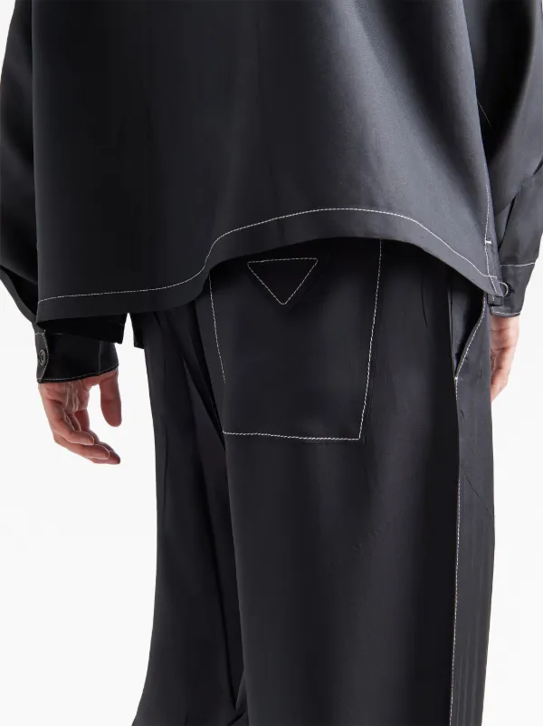 パンツ PRADA Women Straight Pants 32164SOOO16S9F0002 Black Re-Nylon high-rise wide-leg pants in black - Prada | Mytheresa