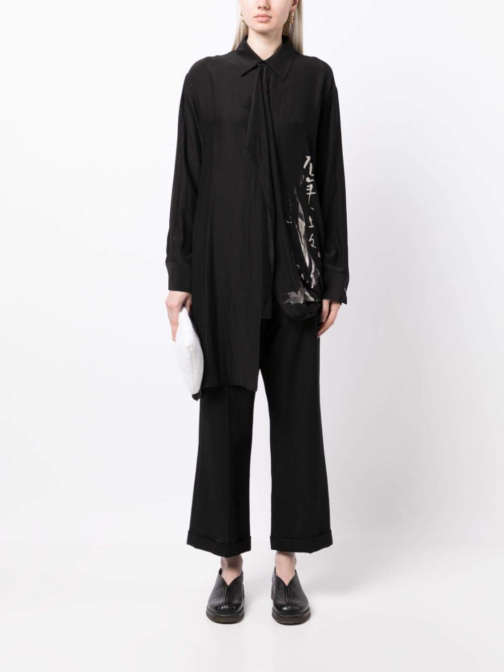 Yohji Yamamoto Gedrapeerde blouse - Zwart